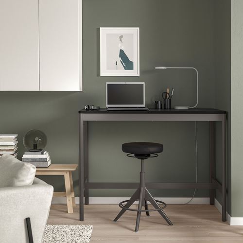 IKEA - IDASEN, desk, black/dark grey, 140x70x105 cm