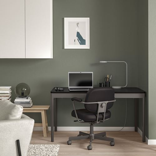 IKEA - IDASEN, desk, black/dark grey, 140x70x75 cm