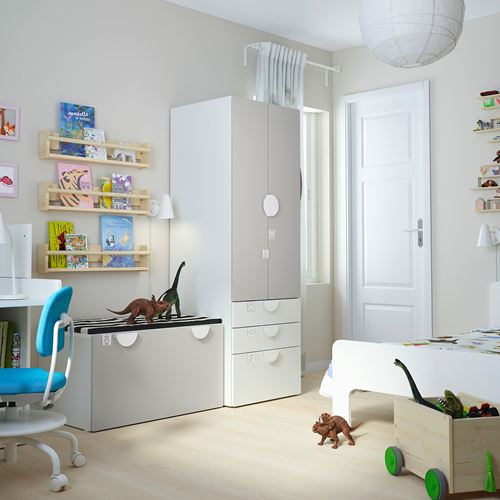 IKEA - PLATSA/SMASTAD, children wardrobe combination, white/grey, 150x57x181 cm