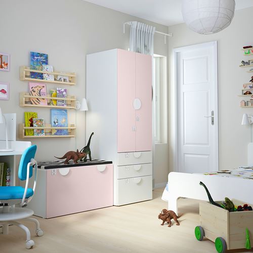 IKEA - PLATSA/SMASTAD, children wardrobe combination, white/pale pink, 150x57x181 cm