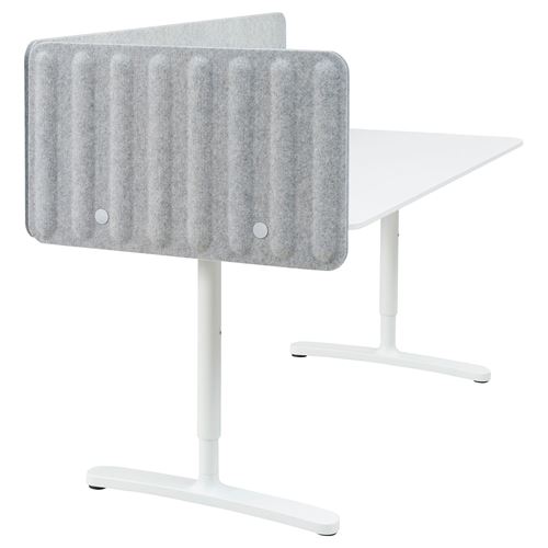 IKEA - BEKANT, desk with screen, white/grey, 160x80 cm