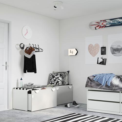 IKEA - SMASTAD, storage unit-bench, white/grey, 90x50x48 cm