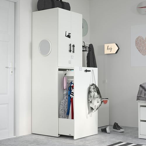 IKEA - SMASTAD, children's wardrobe, white/birch, 60x57x196 cm