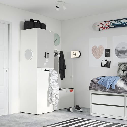 IKEA - SMASTAD, children's wardrobe, white/grey, 60x57x196 cm