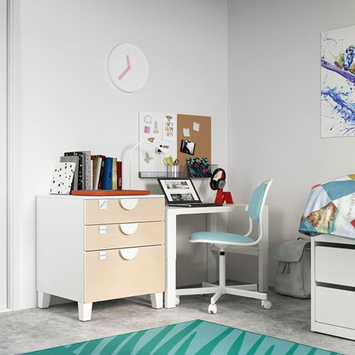 IKEA - PLATSA/SMASTAD, children's chest of drawers, white/birch, 60x55x63 cm