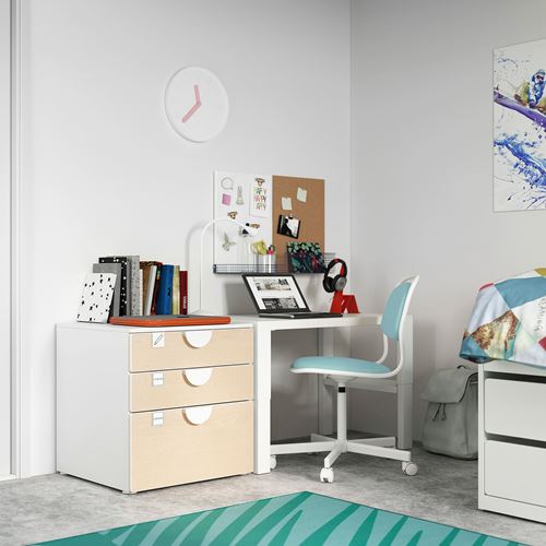 IKEA - PLATSA/SMASTAD, children's chest of drawers, white/birch, 60x55x63 cm