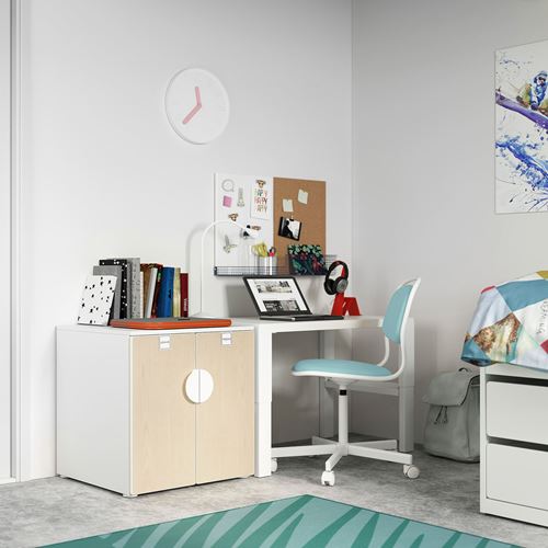 IKEA - PLATSA/SMASTAD, children's cabinet, white/birch, 60x55x63 cm