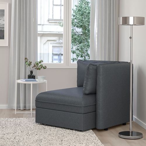 IKEA - VALLENTUNA, seating unit with bed, hillared dark grey