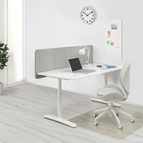 IKEA - BEKANT, desk with screen, white/grey, 160x80 cm