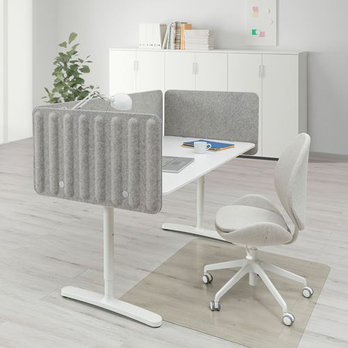 IKEA - BEKANT, desk with screen, white/grey, 160x80 cm
