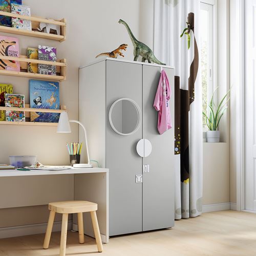 IKEA - SMASTAD, children's wardrobe, white/grey, 60x42x123 cm