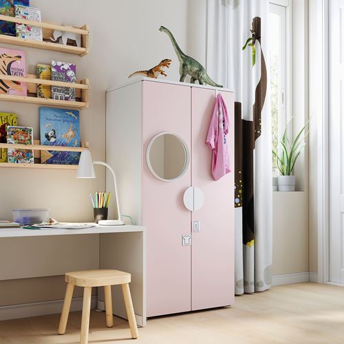 IKEA - PLATSA/SMASTAD, children's wardrobe, white/pale pink, 60x42x123 cm