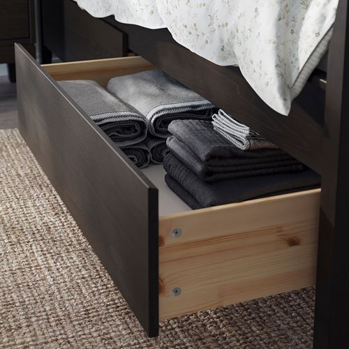 IKEA - IDANAS/LURÖY, double bed base, blackbrown, 160x200 cm