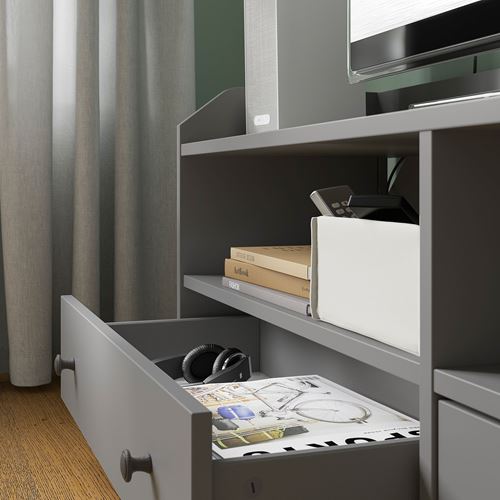 IKEA - HAUGA, tv storage unit, grey, 277x46x199 cm