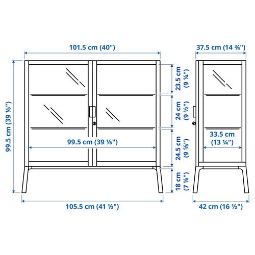 IKEA - MILSBO, cam vitrin, antrasit, 101x100 cm