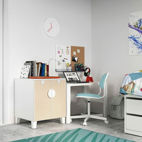 IKEA - PLATSA/SMASTAD, children's cabinet, white/birch, 60x55x63 cm