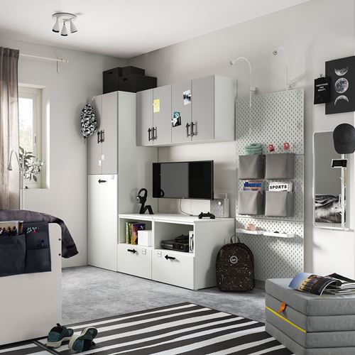 IKEA - PLATSA/SMASTAD, children wardrobe combination, white/grey, 180x57x196 cm