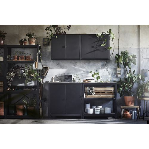 IKEA - GRILLSKAR, dış mekan lavabo dolabı, paslanmaz çelik-siyah, 86x61 cm