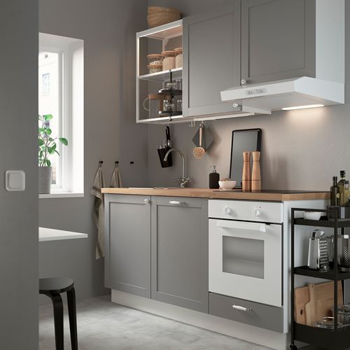 IKEA - ENHET, kitchen storage combination, white/grey, 183x63.5x222 cm