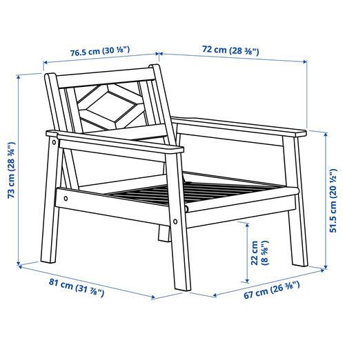 IKEA - BONDHOLMEN, garden armchair, white-beige