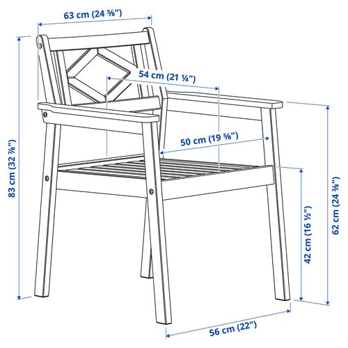 IKEA - BONDHOLMEN, chair with armrests, grey