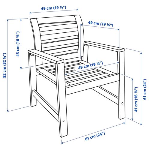 IKEA - APPLARÖ, kolçaklı sandalye, kahverengi