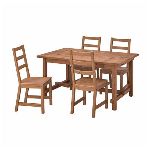 IKEA - NORDVIKEN, dining set, antique varnish, 4 chairs