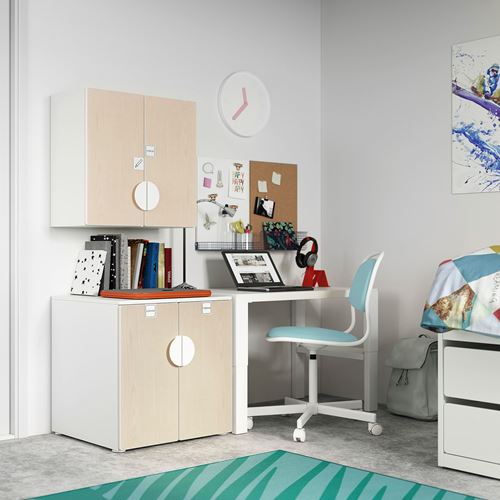 IKEA - SMASTAD, children wall cabinet, white/birch, 60x30x60 cm