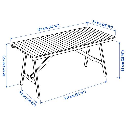 IKEA - FALHOLMEN, yemek masası, açık kahverengi, 153x73 cm