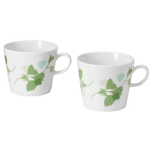 IKEA - STILENLIG, mug, white/green, 33 cl