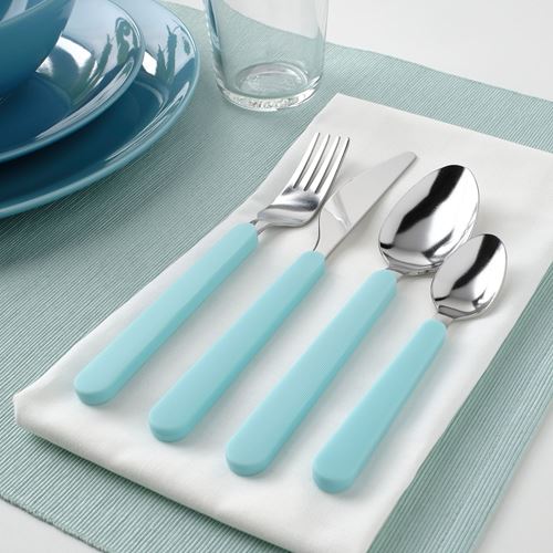 IKEA - UPPHOJD, cutlery for 4 people, turquoise