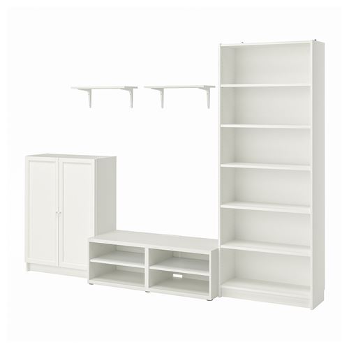 IKEA - BILLY/BESTA, tv storage unit, white, 280x40x202 cm