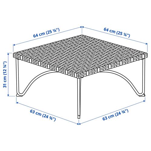IKEA - JUTHOLMEN, stool, brown/hallö dark grey, 65x65x31 cm