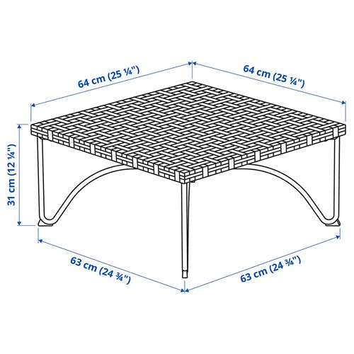 IKEA - JUTHOLMEN, tabure, kahverengi-koyu gri, 65x65x31 cm