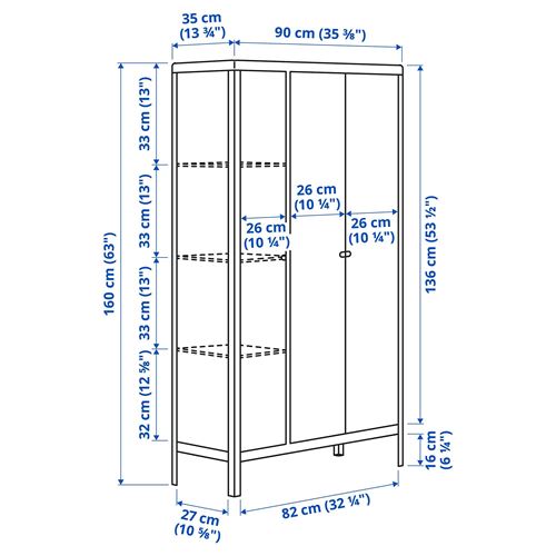 IKEA - KOLBJÖRN, kapaklı dolap, bej, 90x161 cm
