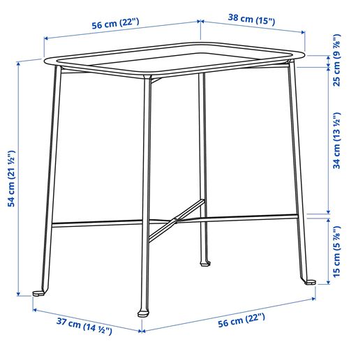 IKEA - KUNGSHATT, pedestal table, grey, 56x36 cm