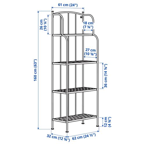 IKEA - LACKÖ, outdoor shelving unit, grey, 61x32x160 cm