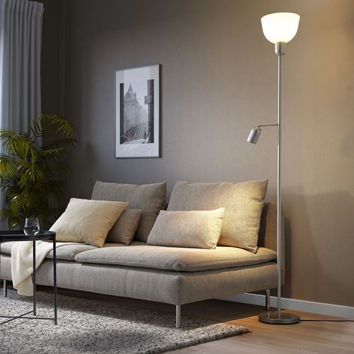 IKEA - HEKTOGRAM, floor lamp, silver-colour/white