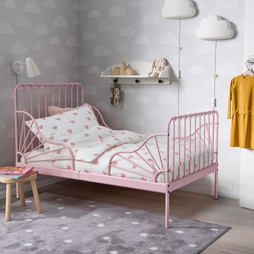 IKEA - BARNDRÖM, single quilt cover and pillowcase, white/pink, 150x200/50x60 cm