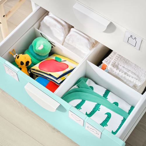 IKEA - PLATSA/SMASTAD, children's chest of drawers, white/turquoise, 60x55x123 cm