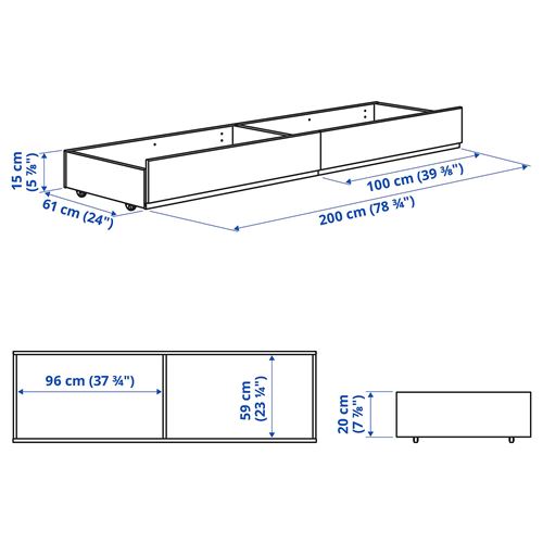 IKEA - HAUGA, karyola çekmecesi, vissle gri, 200 cm