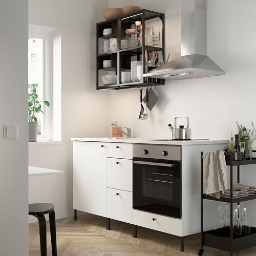 IKEA - ENHET, kitchen storage combination, white/anthracite, 163x63.5x222 cm