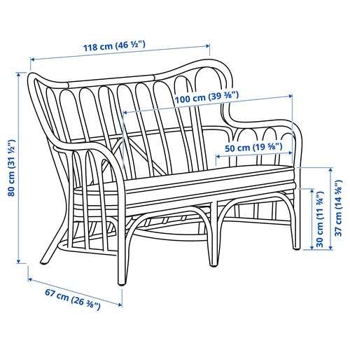 IKEA - MASTHOLMEN, bahçe oturma grubu, rattan