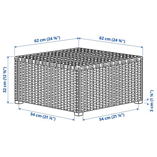 IKEA - SOLLERÖN, tabure, kahverengi, 62x62 cm