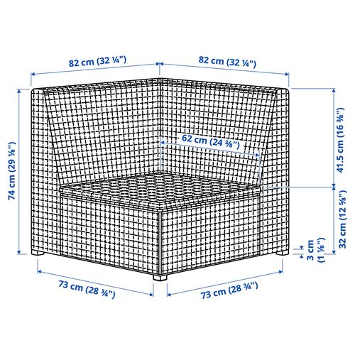 IKEA - SOLLERÖN, bahçe köşe koltuğu, kahverengi
