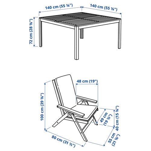 IKEA - APPLARÖ, dining table and adjustable chairs, brown