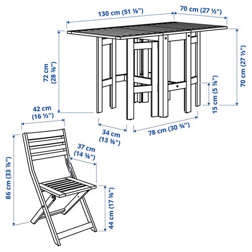 IKEA - APPLARÖ, katlanabilir masa ve katlanabilir sandalye seti, kahverengi