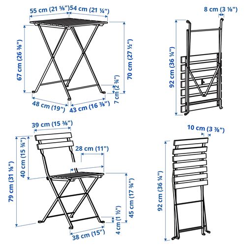 IKEA - TARNÖ, katlanabilir masa ve katlanabilir sandalye seti, siyah-kahverengi