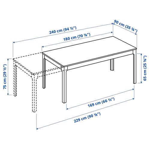 IKEA - EKEDALEN, açılır yemek masası, koyu kahve, 6-8 kişilik