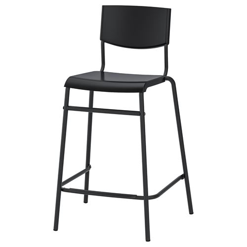 IKEA - STIG, bar sandalyesi, siyah, 63 cm